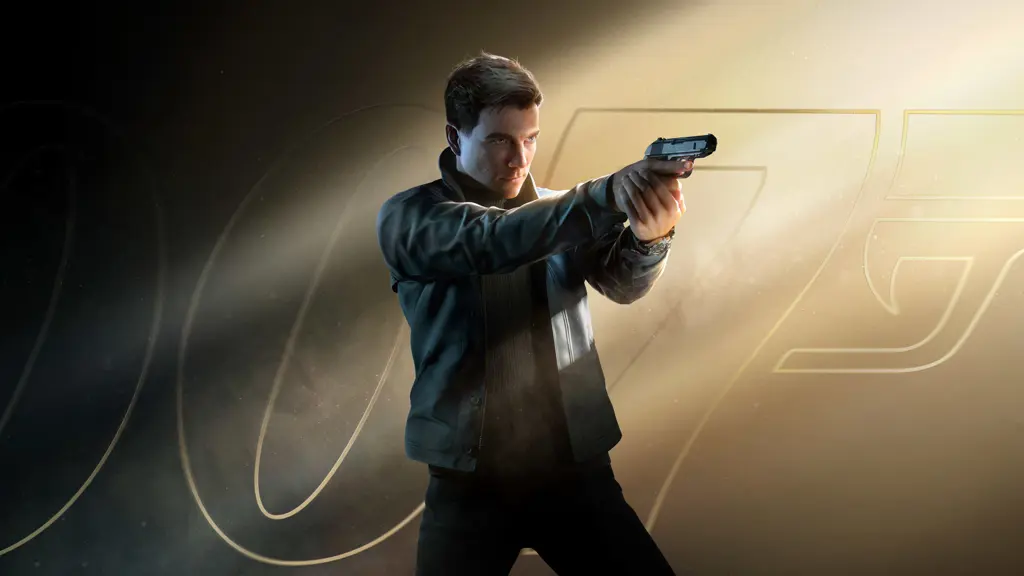 Image of James Bond with gun, for cover of ne video game